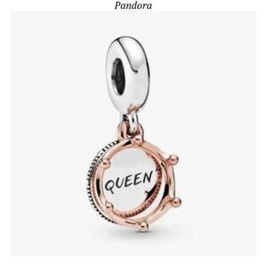 Pandora Silver and Rose Gold Queen Charm Bracelet
